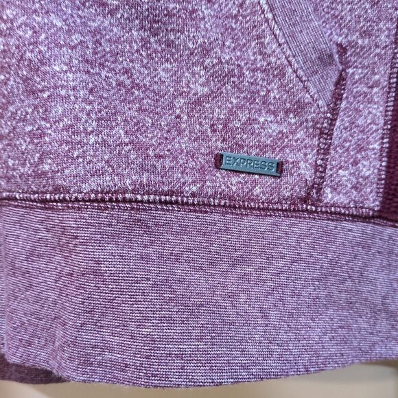 Express Fleece Jacket Mens L Heathered Burgundy Maroon Zip Up Hoodie Sweatshirt - Picture 3 of 9